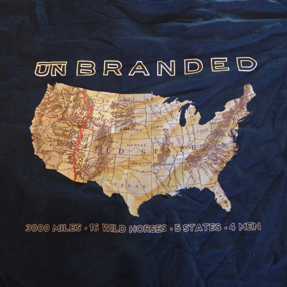 Bayside Unbranded Movie Promo‎ Shirt Mens Large Navy Blue Pocket Tee Made in USA